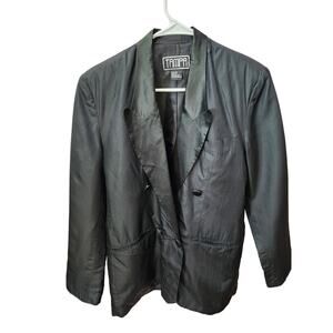 TAMPA Women's Black Silk‎ Double Breasted Blazer Jacket Size S